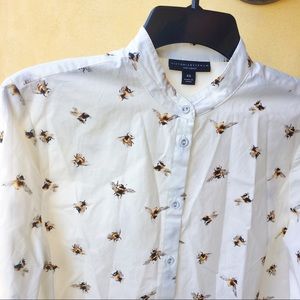 NEW Victoria Beckham White Bee Button Up Top